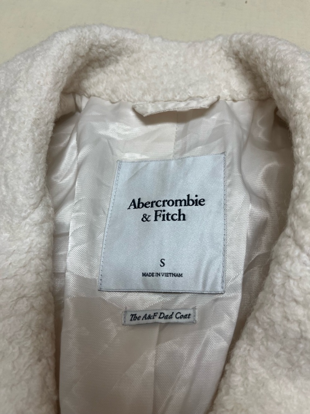 Abercrombie & Fitch S ivory cream Wool Blend Dad Coat - Picture 5 of 15